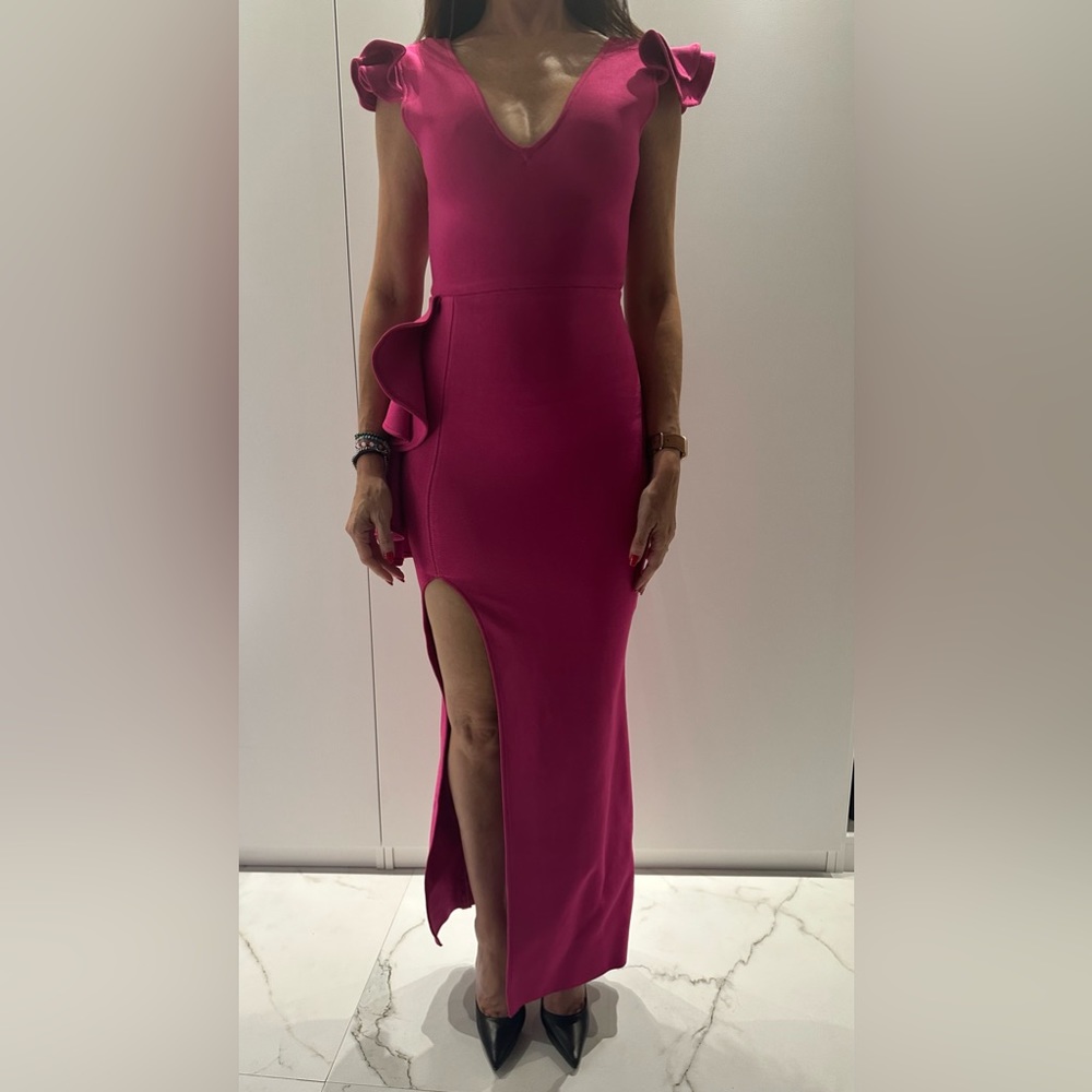 Rose Red Lace Bow Long Maxi Bandage Dress